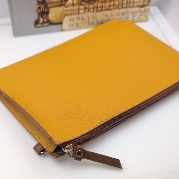 Yellow Travel Bag with Smooth Faux Leather Finish - Picture 4 of 5